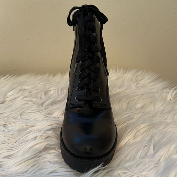 Steve Madden Mackelle Black Platform Leather Heeled Combat Boots Size 8 - Picture 7 of 16